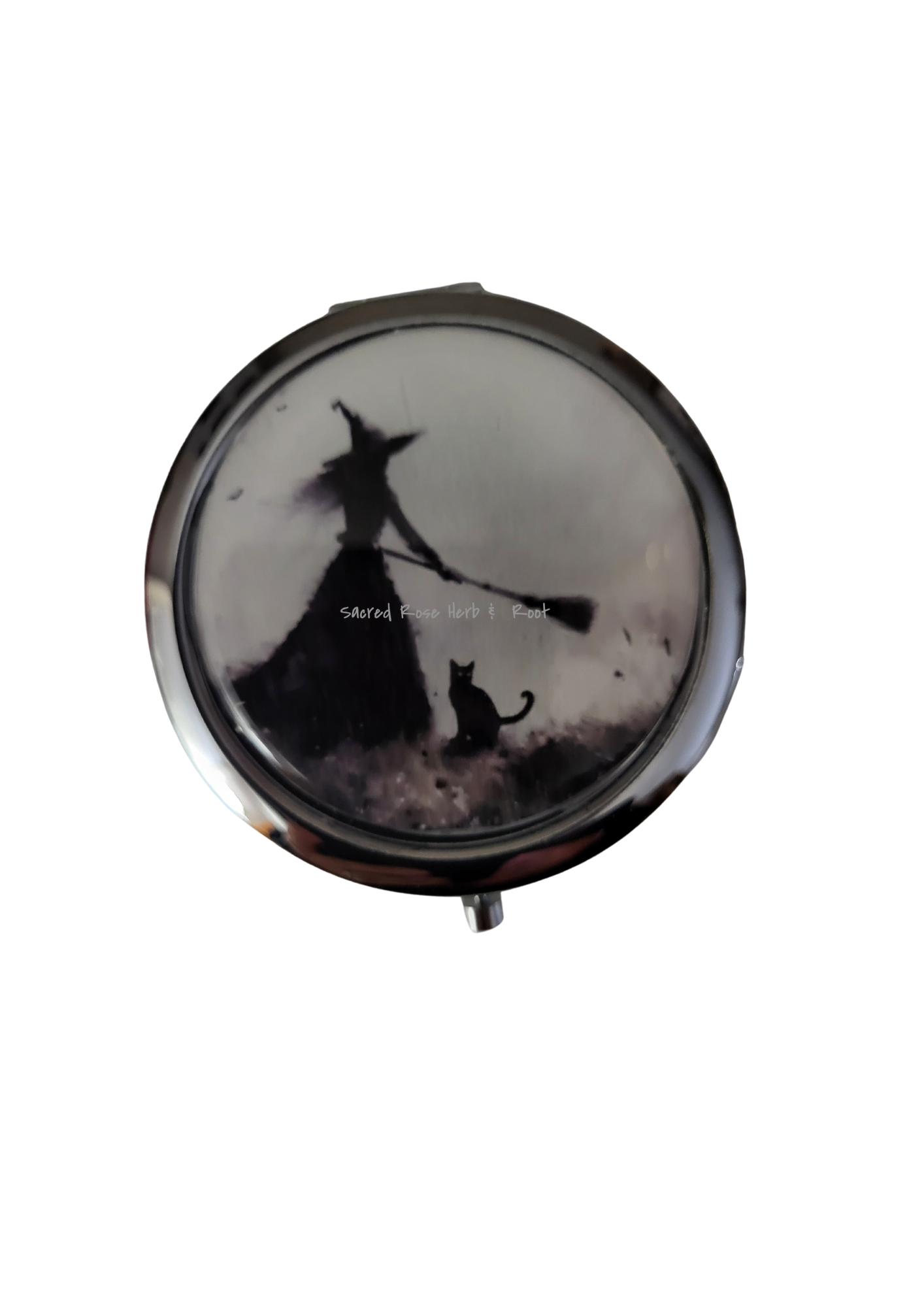 Witch's Keepsake Silver Compact Travel Purse Pocket  Mirror