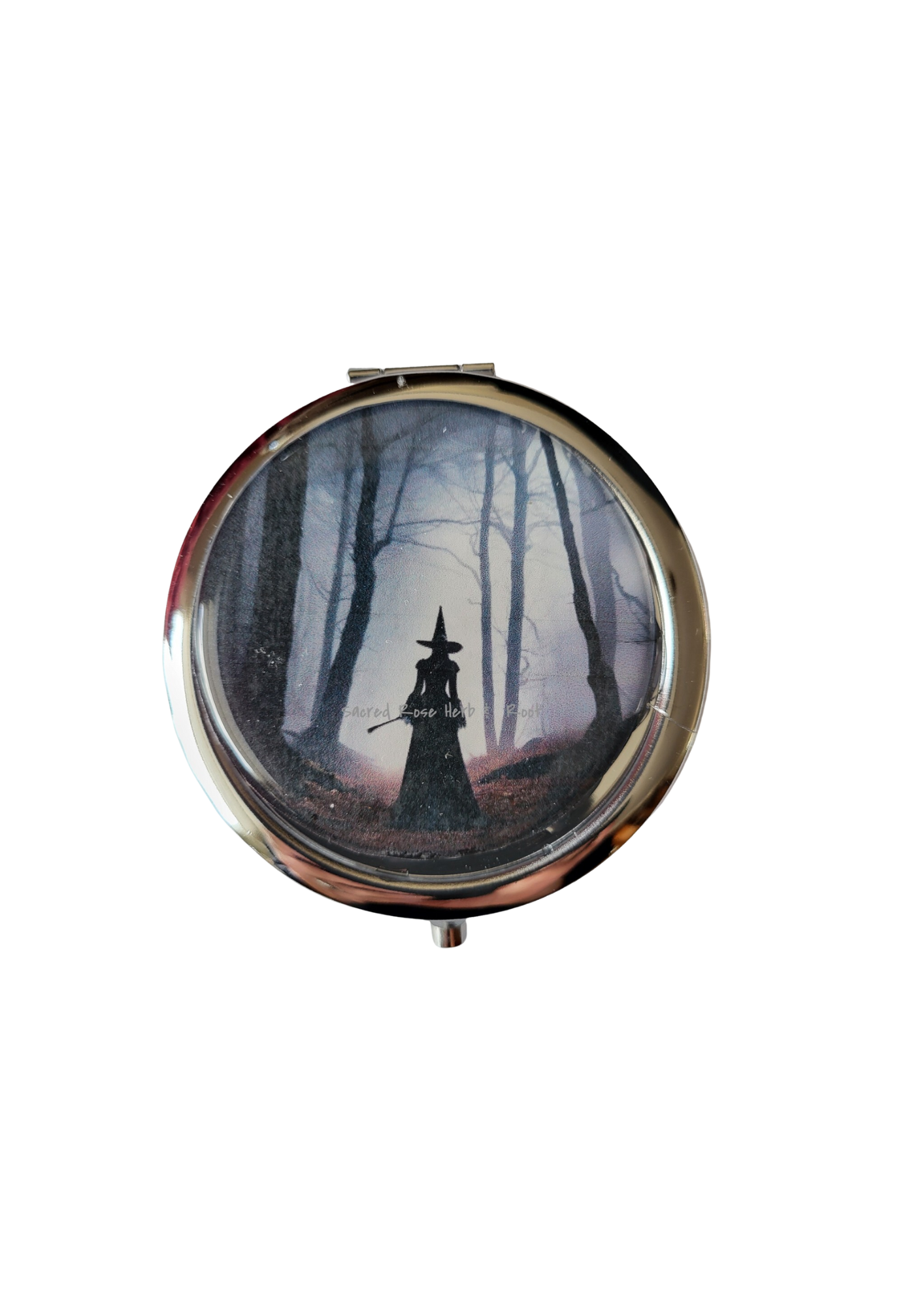 Witch's Keepsake Silver Compact Travel Purse Pocket  Mirror