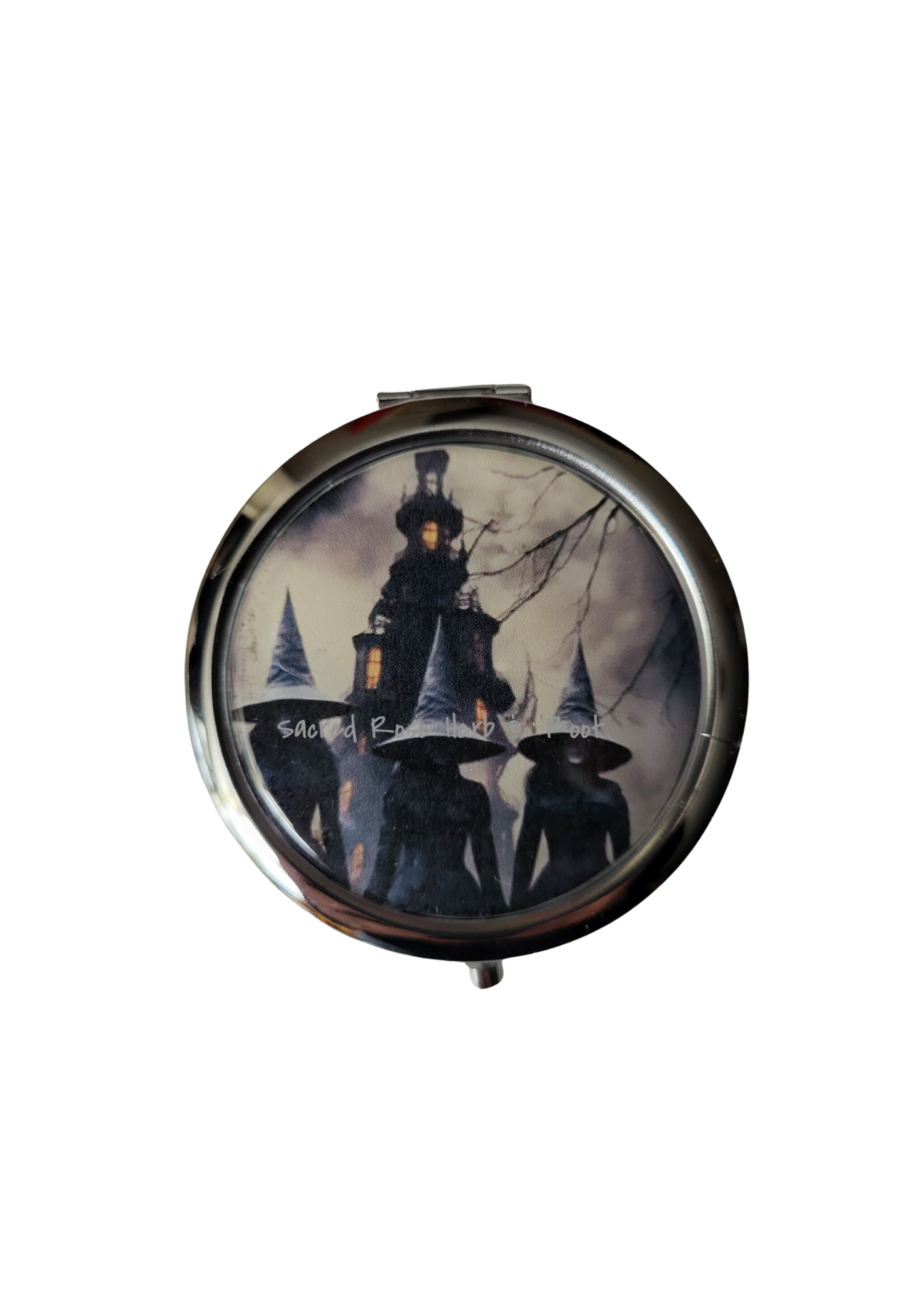 Witch's Keepsake Silver Compact Travel Purse Pocket  Mirror